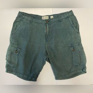 Lucky brand men’s 100% linen cargo shorts faded teal 38
